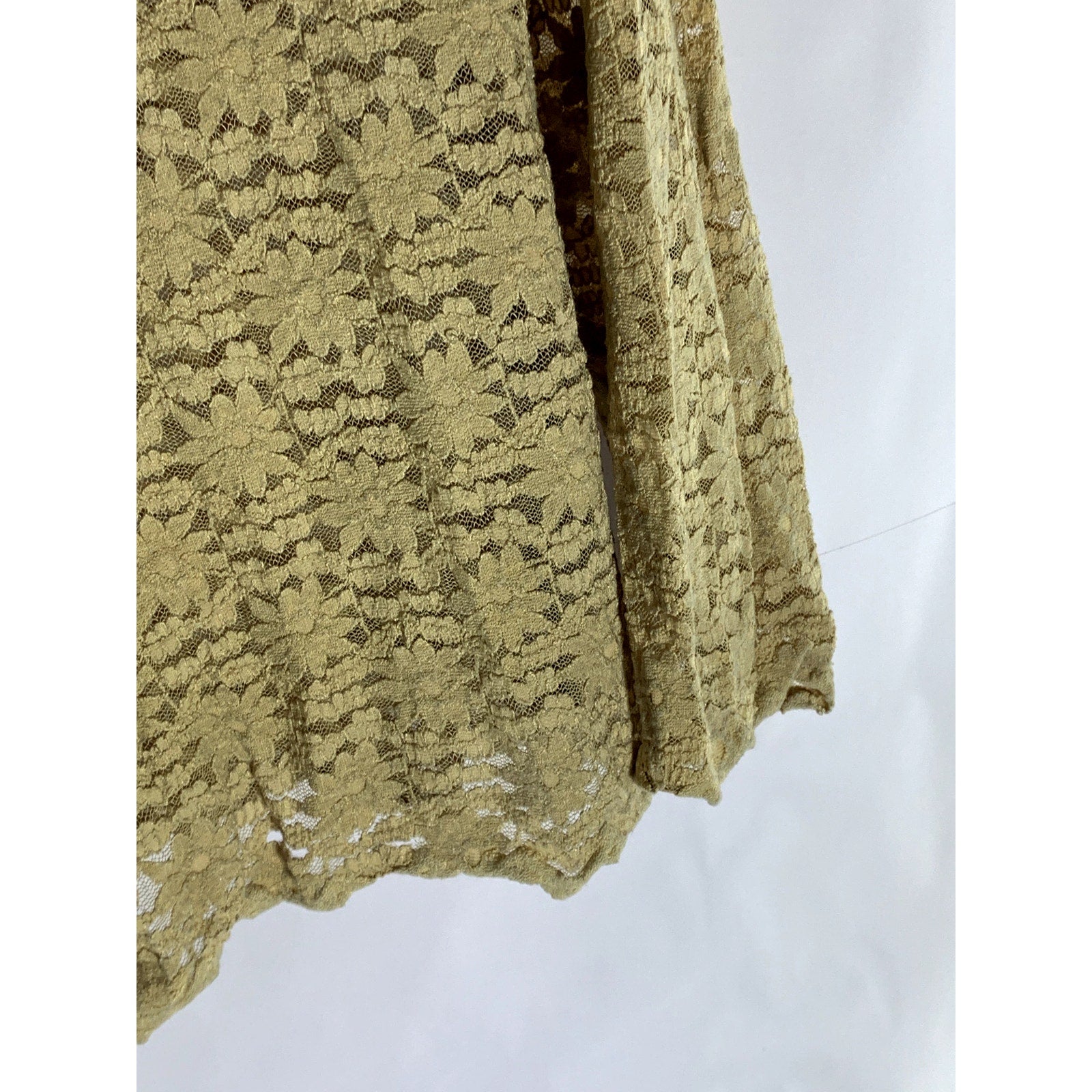 SAG HARBOR Women's Tan Floral Lace Button-Up Long Sleeve Top SZ XS