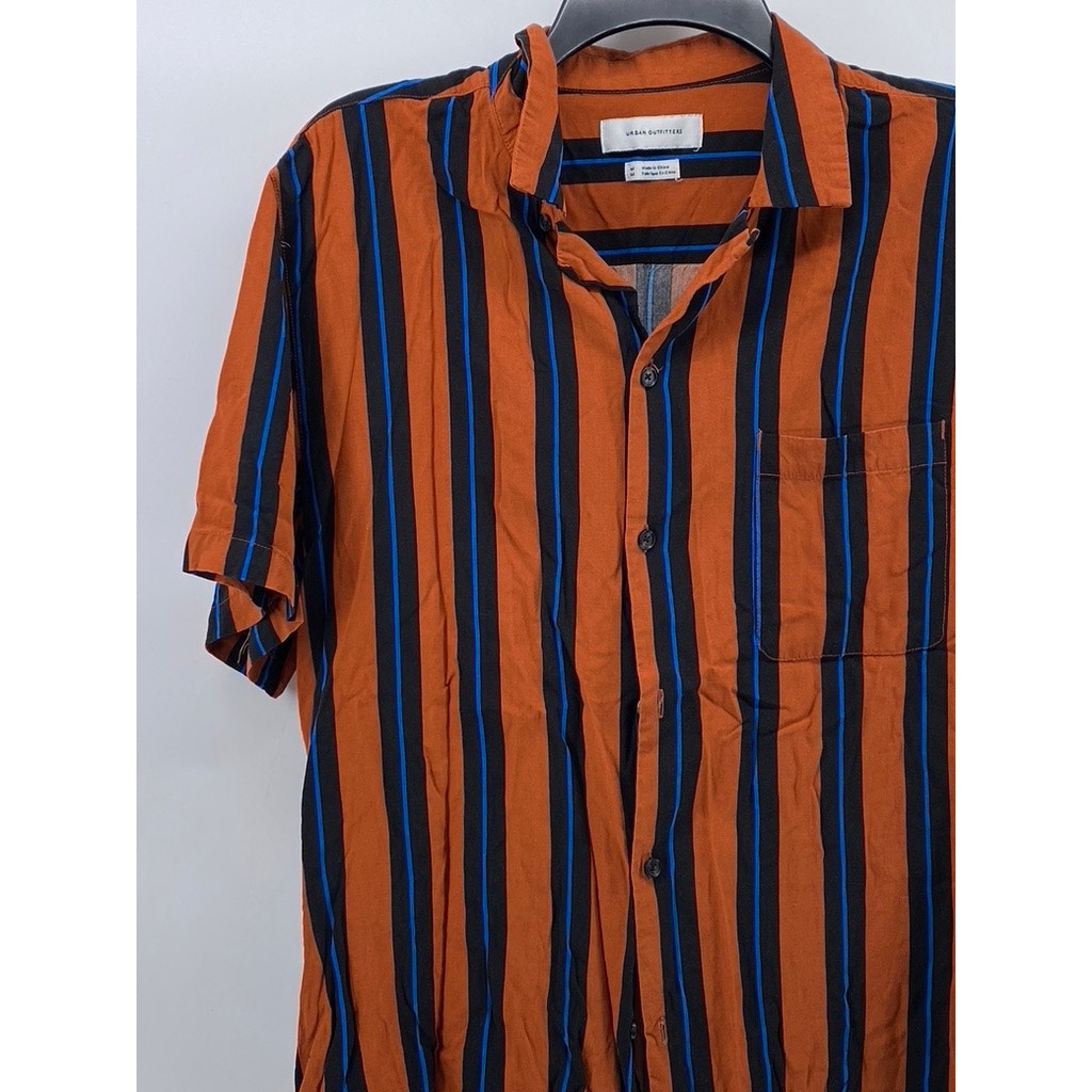URBAN OUTFITTER Orange-Blue Vertical Stripe Button-Up Shirt SZ M