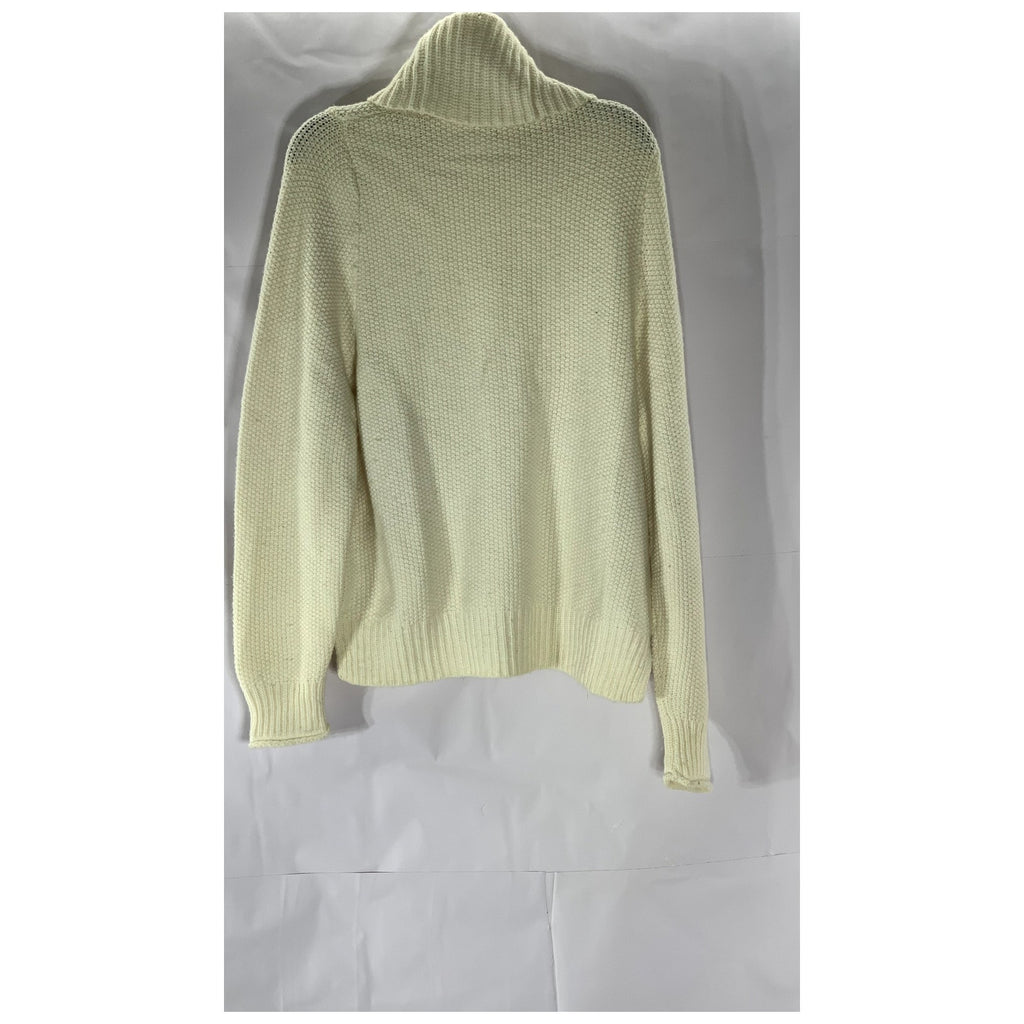 MADEWELL Women's Beige Varick Crochet Knit Turtleneck Sweater SZ L