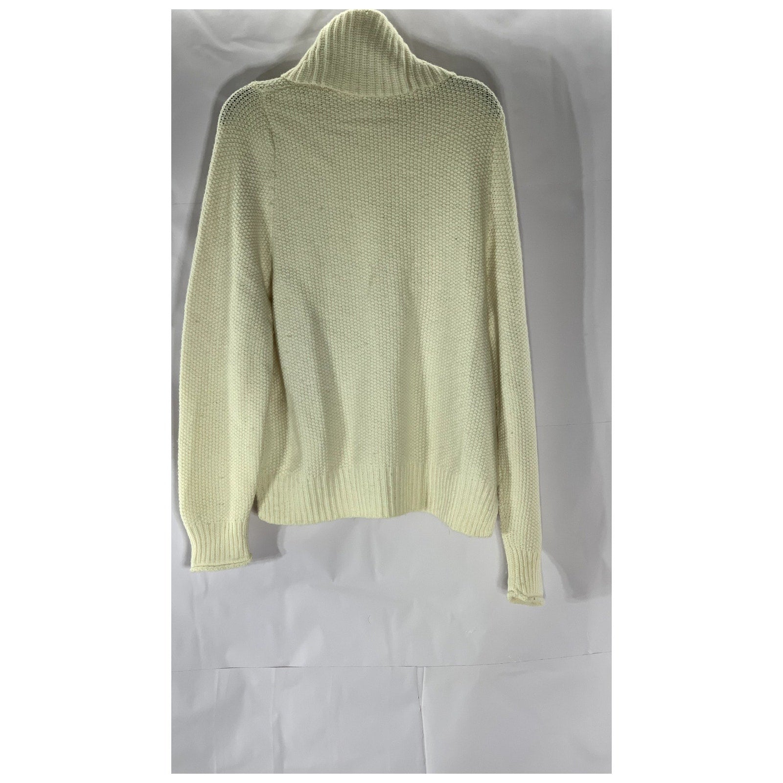 MADEWELL Women's Beige Varick Crochet Knit Turtleneck Sweater SZ L