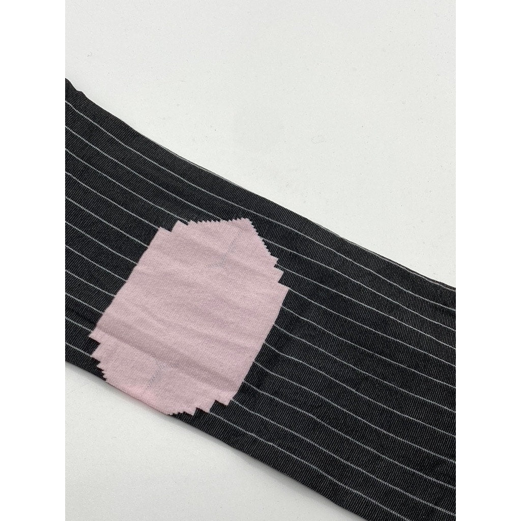 FRENCH CURVE Women's Black-White-Pink Striped Semi Sheer Socks SZ OS