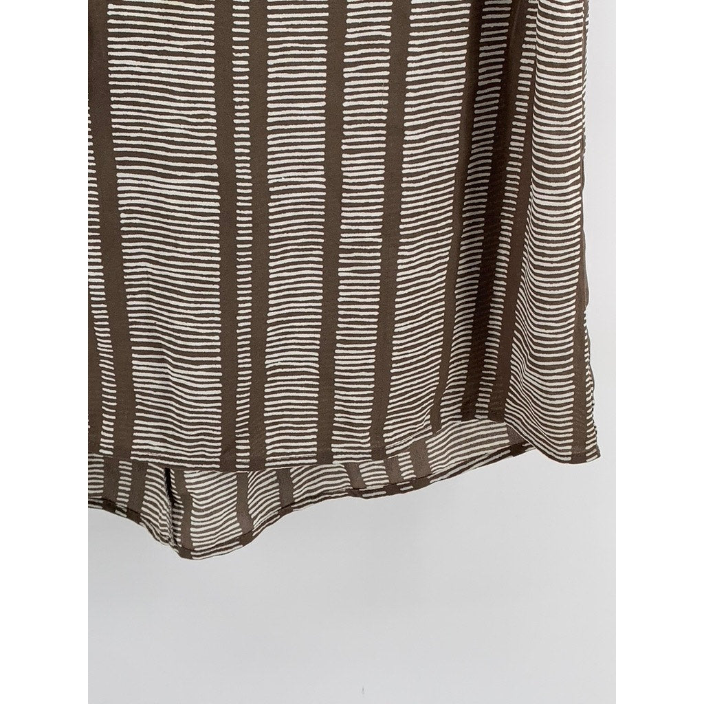 ANN TAYLOR LOFT Women's Brown Striped Scoop-Neck Short Sleeve Top SZ S