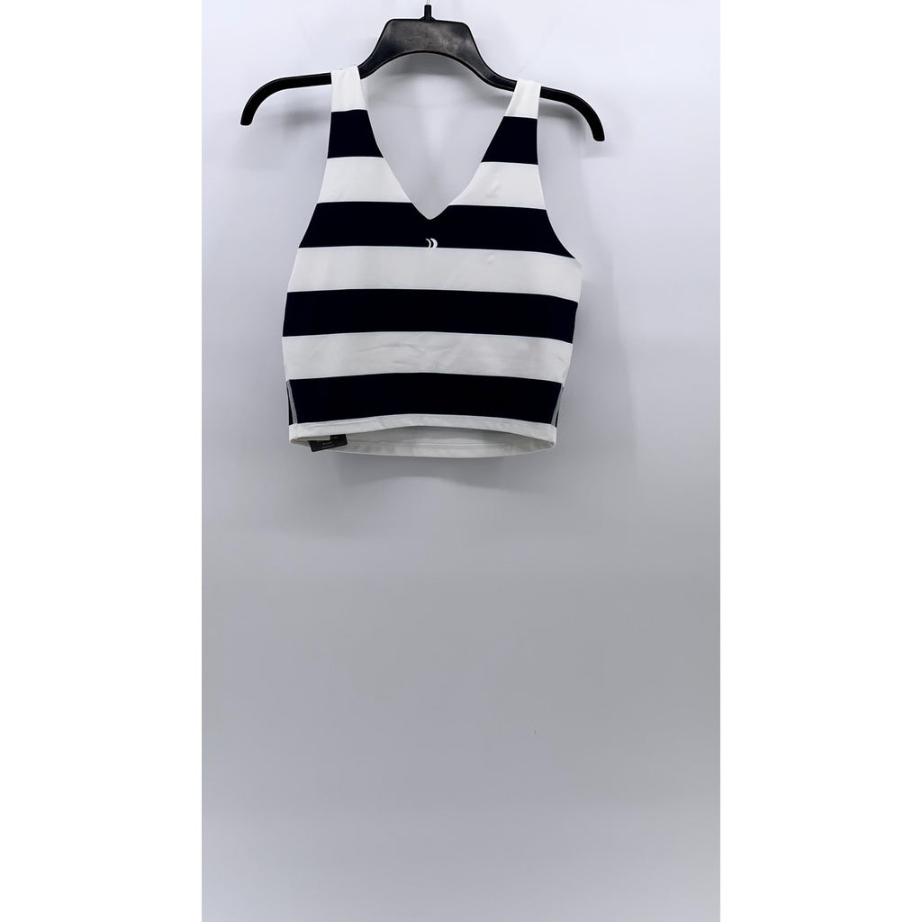 Z SUPPLY Women's Blue-White V-Neck Sleeveless Striped Longline Active Tank SZ M
