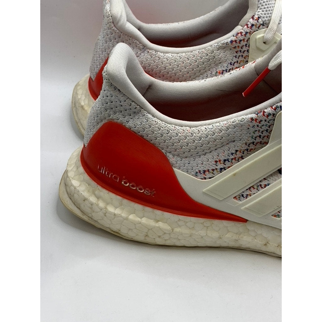 ADIDAS Men's White-Multi Knit Ultra Boost Sneakers SZ 9