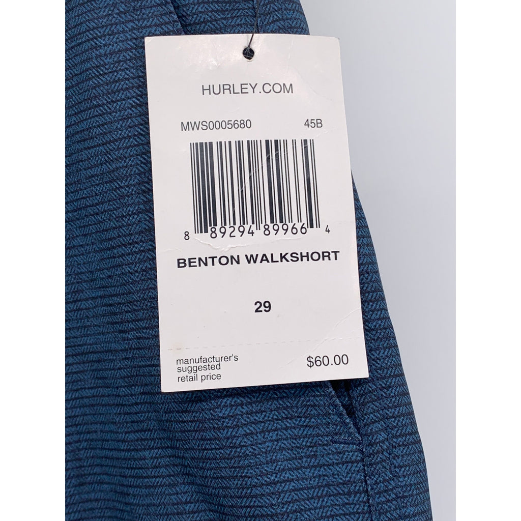 HURLEY Men's Blue Printed Flat Front Stretch Benton Walkshort SZ 29