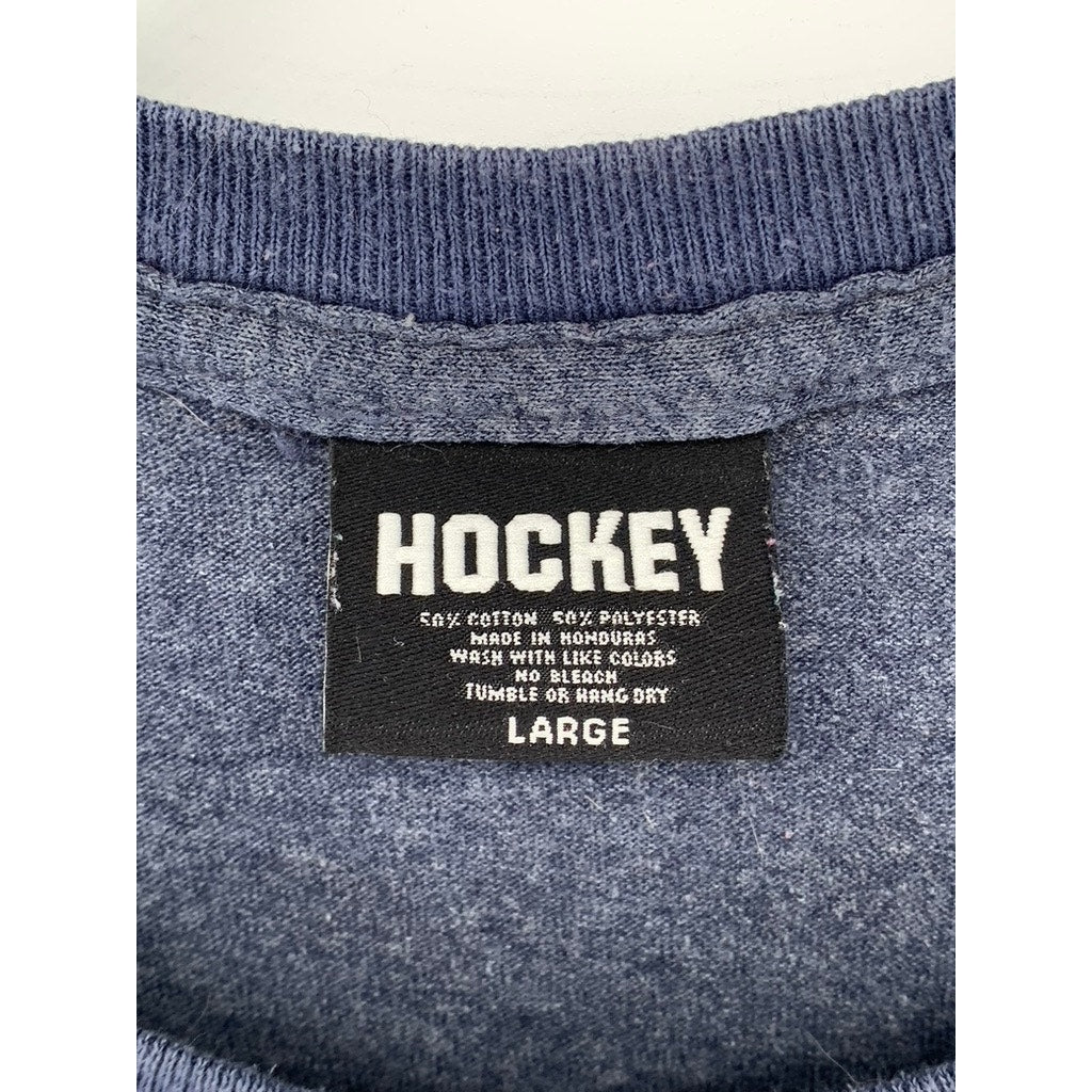 HOCKEY Men's Blue Eyes Without A Face Graphic Short Sleeve T-Shirt SZ L