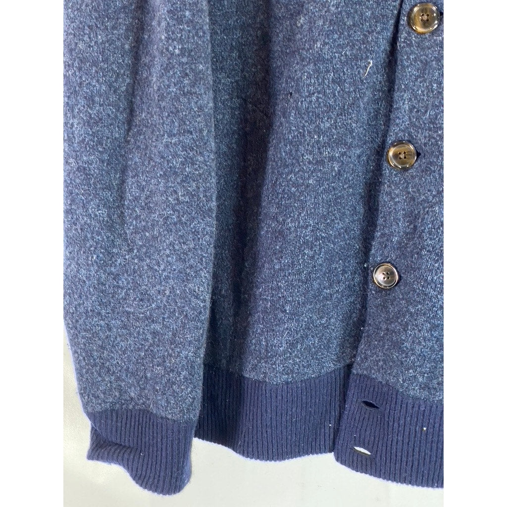J. CREW FACTORY Men's Navy Lambswool Button-Front Bomber Sweater SZ 2XL