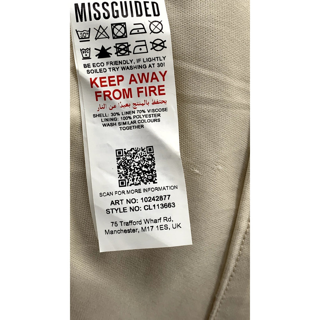MISSGUIDED Women's Tan Cutout Puff-Short Sleeve A-Line Mini Dress SZ 12