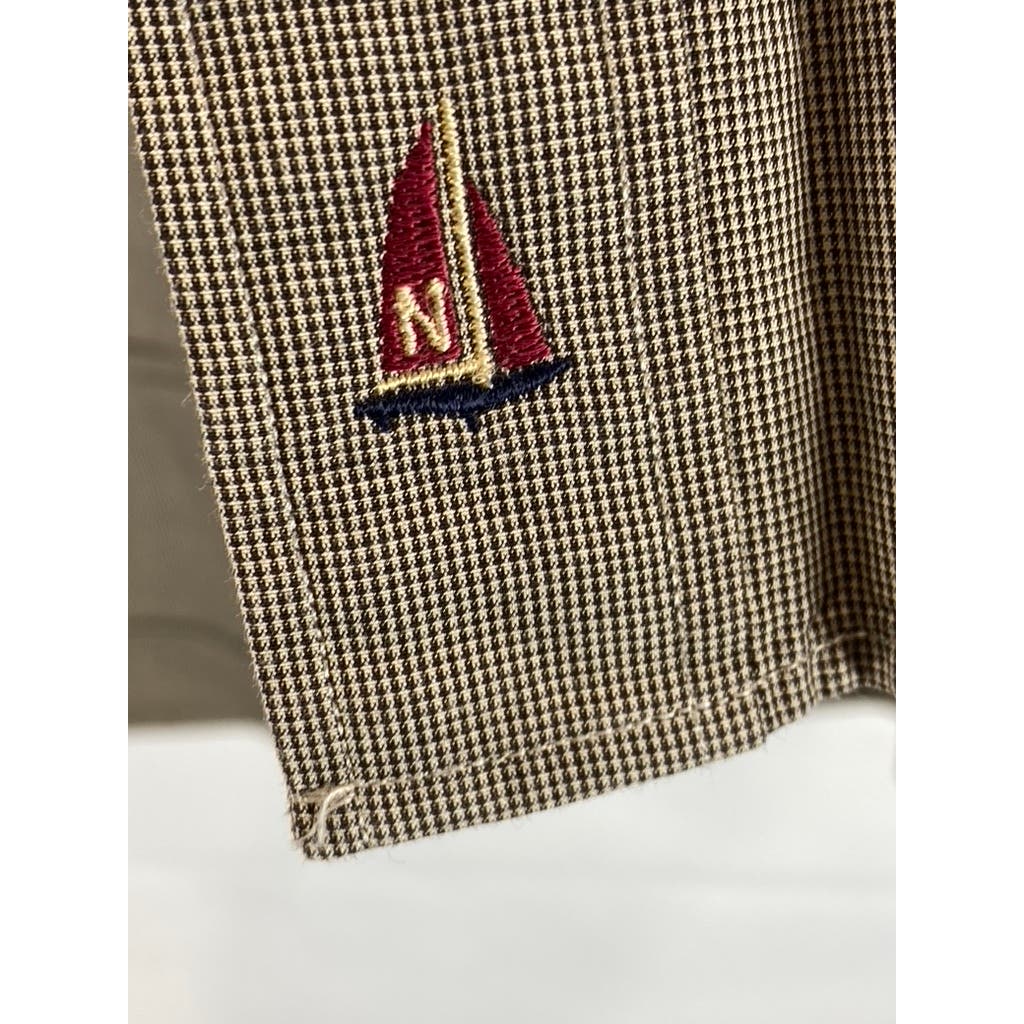 NORDSTROM Men's Brown Printed Relaxed Classic Button-Up Dress Shirt SZ 17.5/34