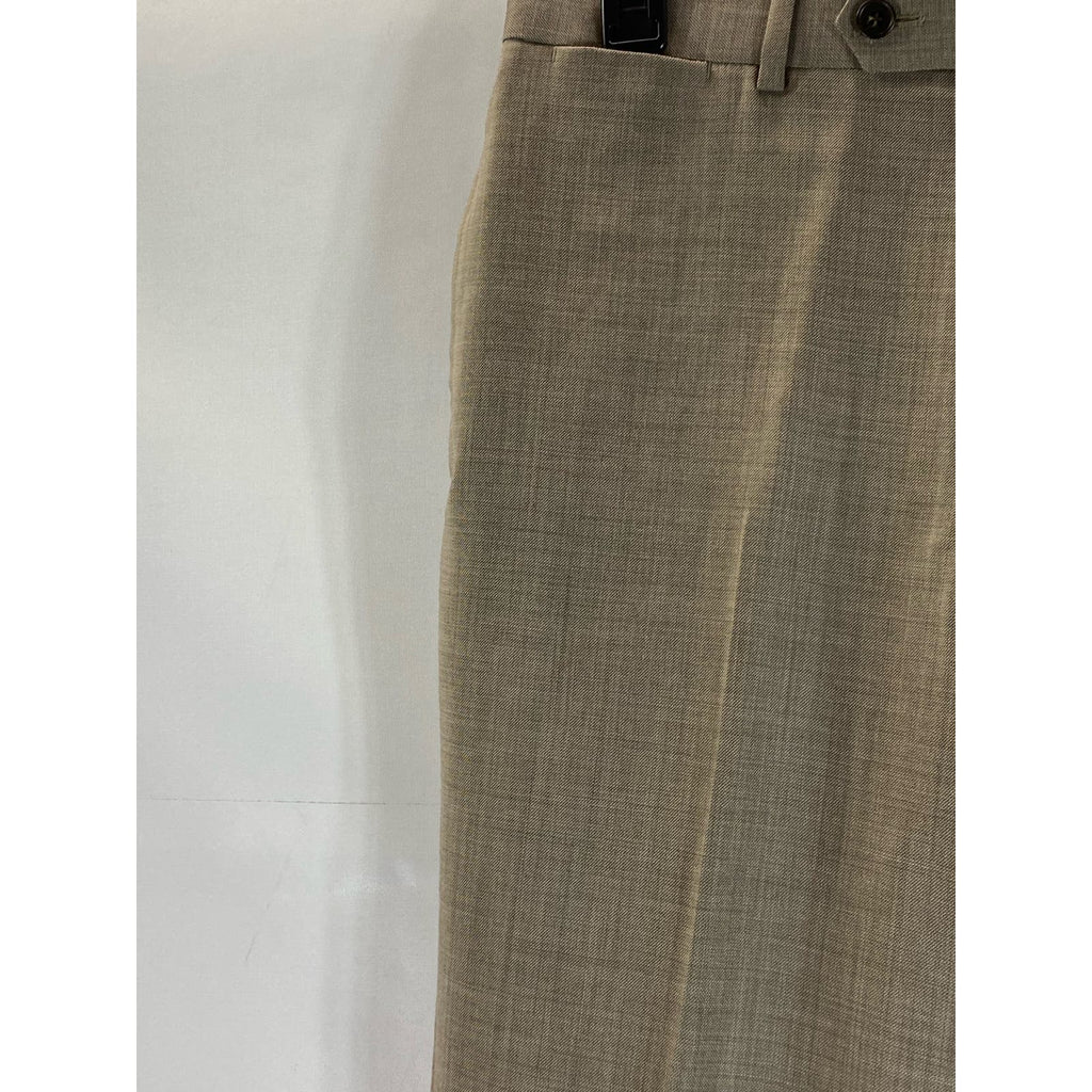 TOMMY HILFIGER Men's Brown Sharkskin Modern-Fit Flat Front Suit Pant SZ 30X28