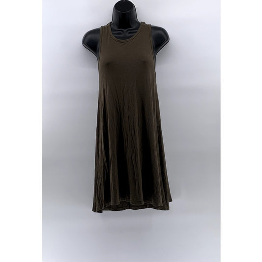AERIE Women's Brown Crewneck Cutout Sleeveless Casual Midi Dress SZ XS