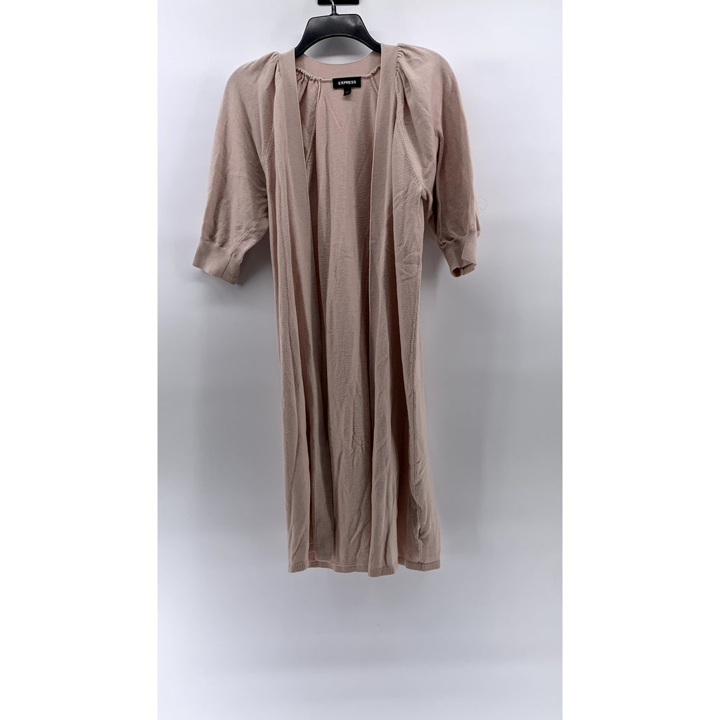 EXPRESS Women's Light Pink Open Front Balloon Elbow Sleeves Duster SZ S