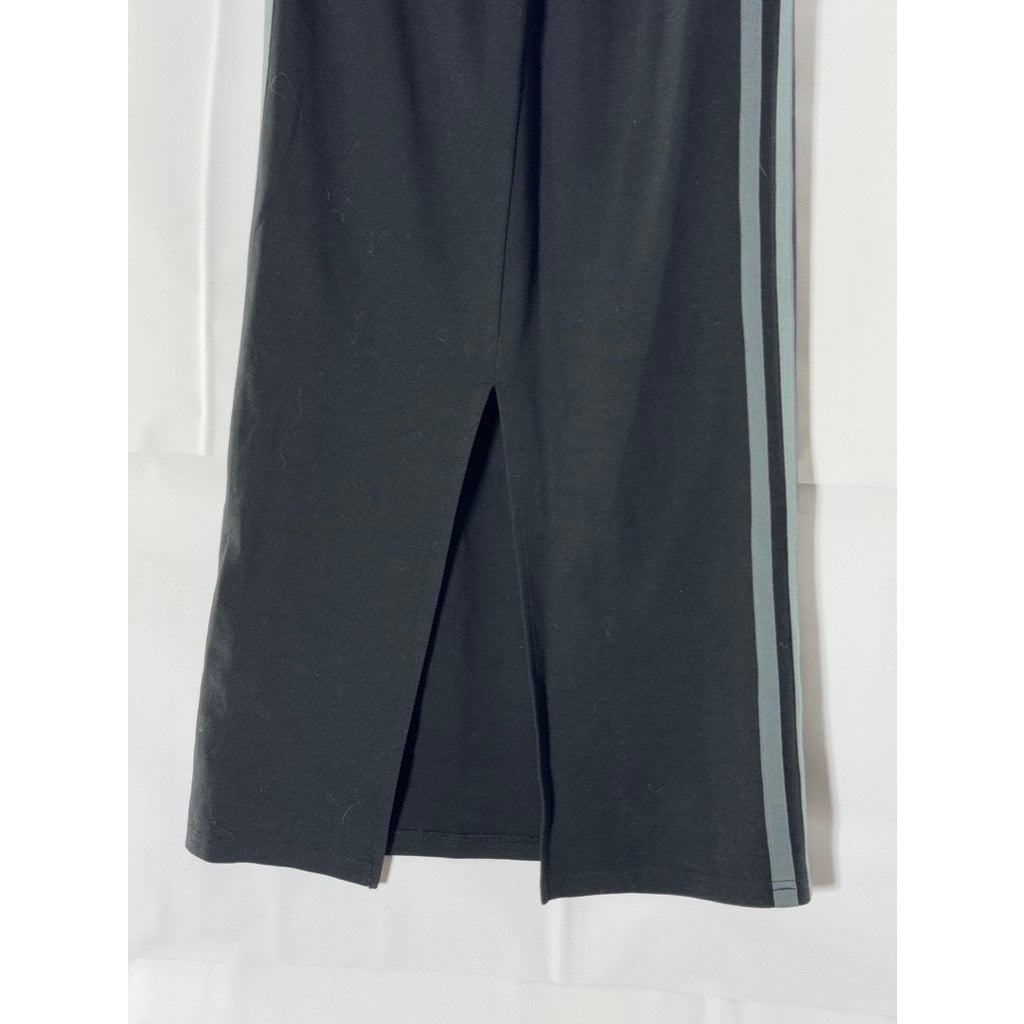ROUTE ROOM Women's Black/Blue Double Stripe Side Panel Pull-On Maxi Skirt SZ M