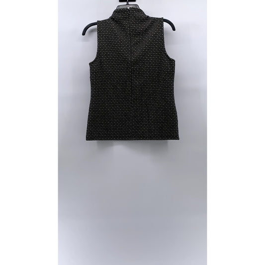 ANN TAYLOR Women's Black Geo Print Mock-Neck Sleeveless Top SZ S