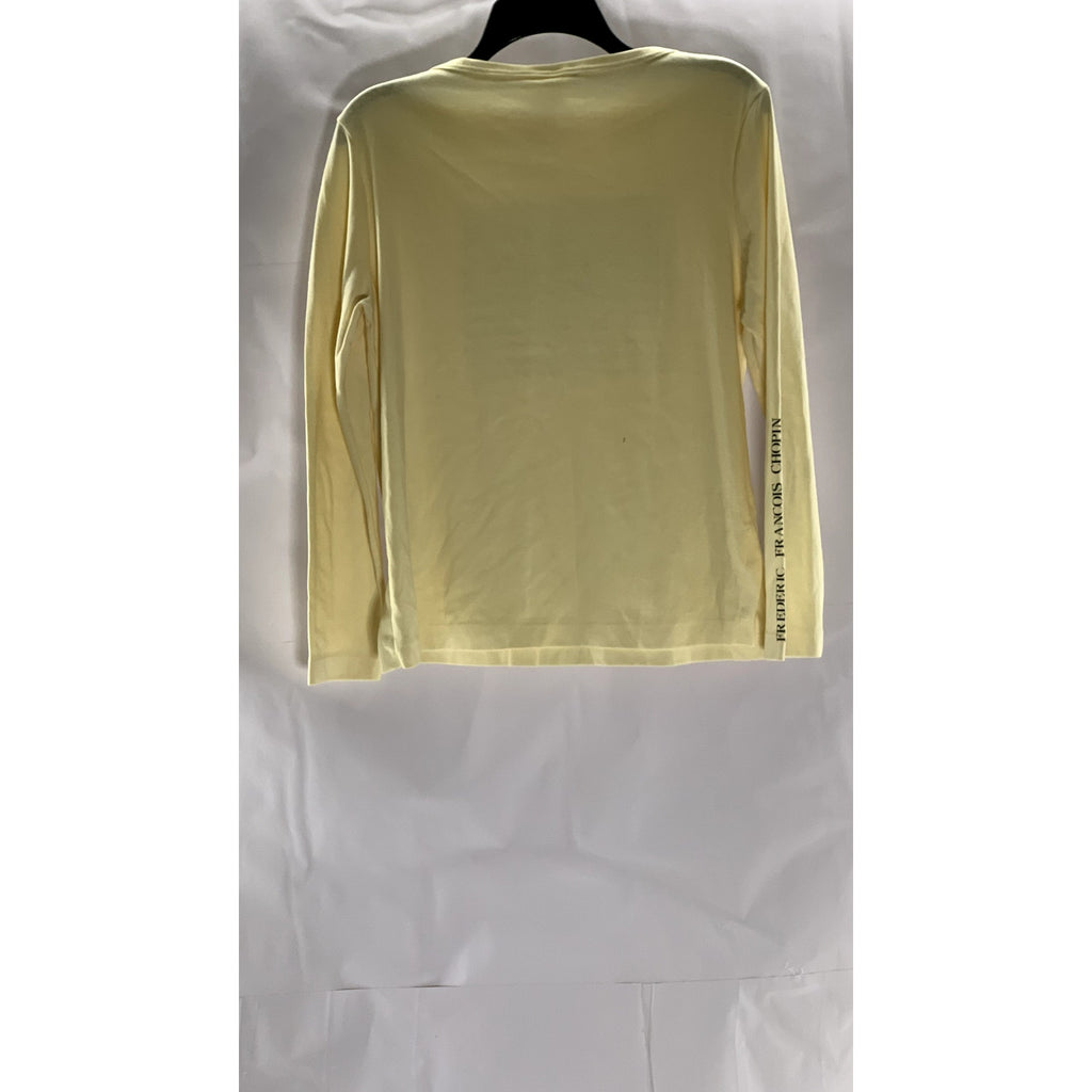 ALLIANCE Men's Beige Music Script Crewneck Long Sleeve T-Shirt SZ L