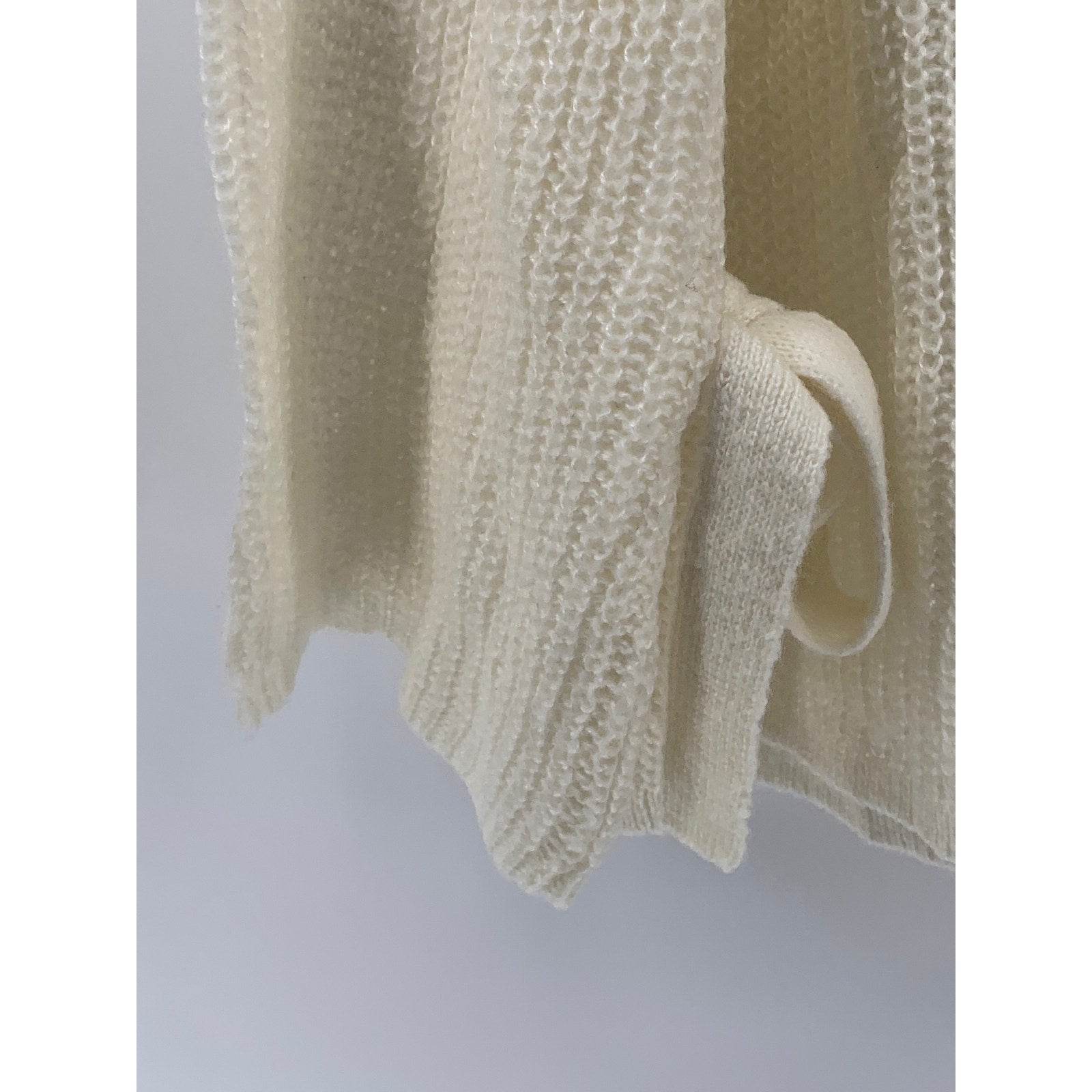 PROJECT NAADAM Women's Off-White Knit Scoop-Neck Long Sleeve Bow Sweater SZ L