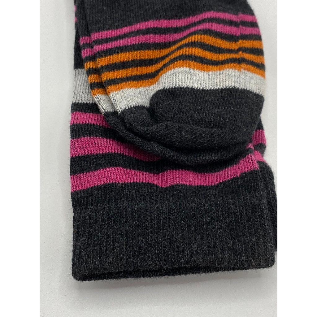 B.ELLA Women's Black Caviar Knit Cotton-Blend Striped Glam Knee Socks SZ OS