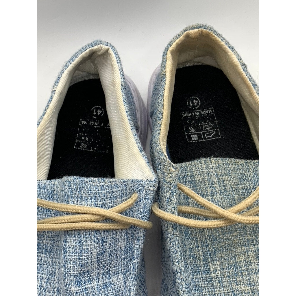 UNBRANDED Women's Blue Canvas Slip-On Loafers SZ 41(US10.5)