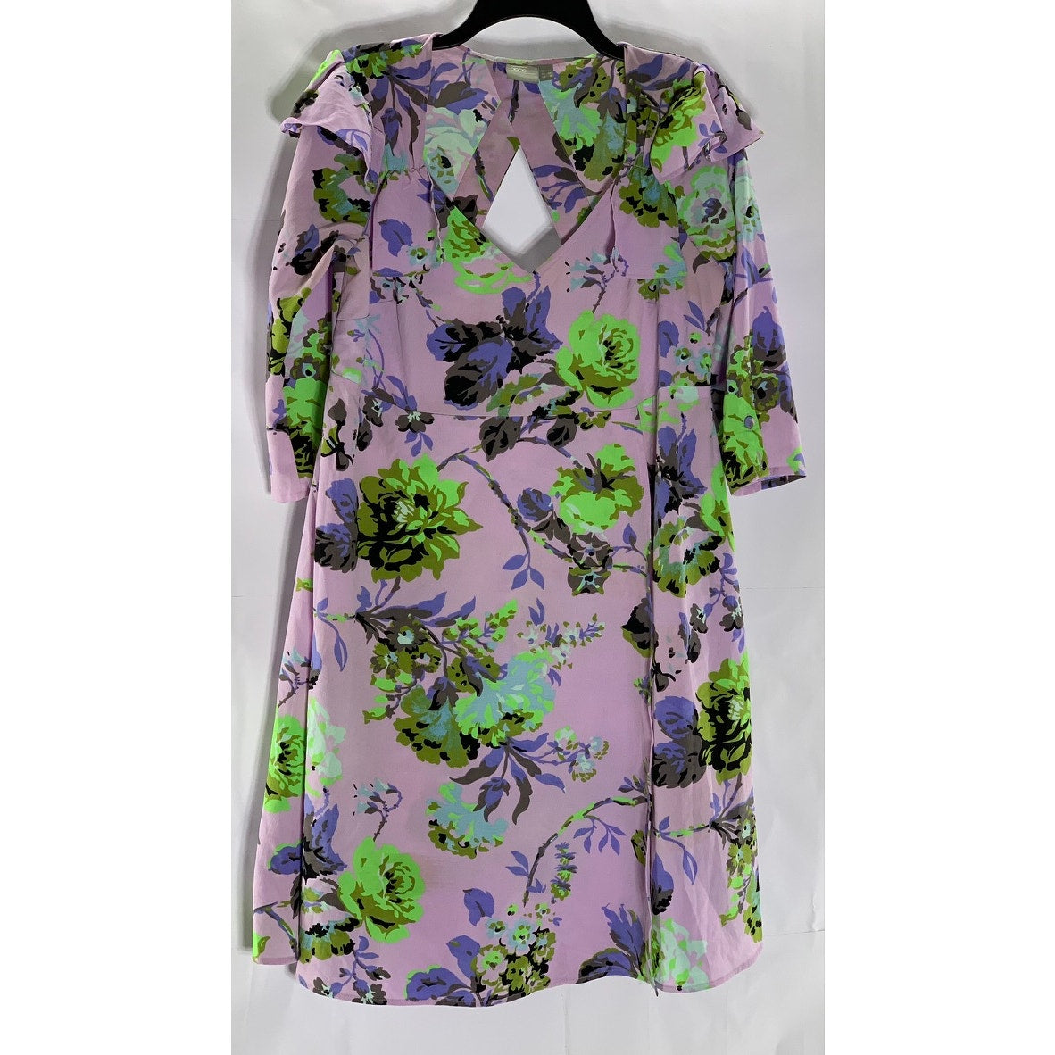 ASOS Women's Lilac Floral V-Neck Ruffle Shoulder Long Sleeve Midi Dress SZ 8