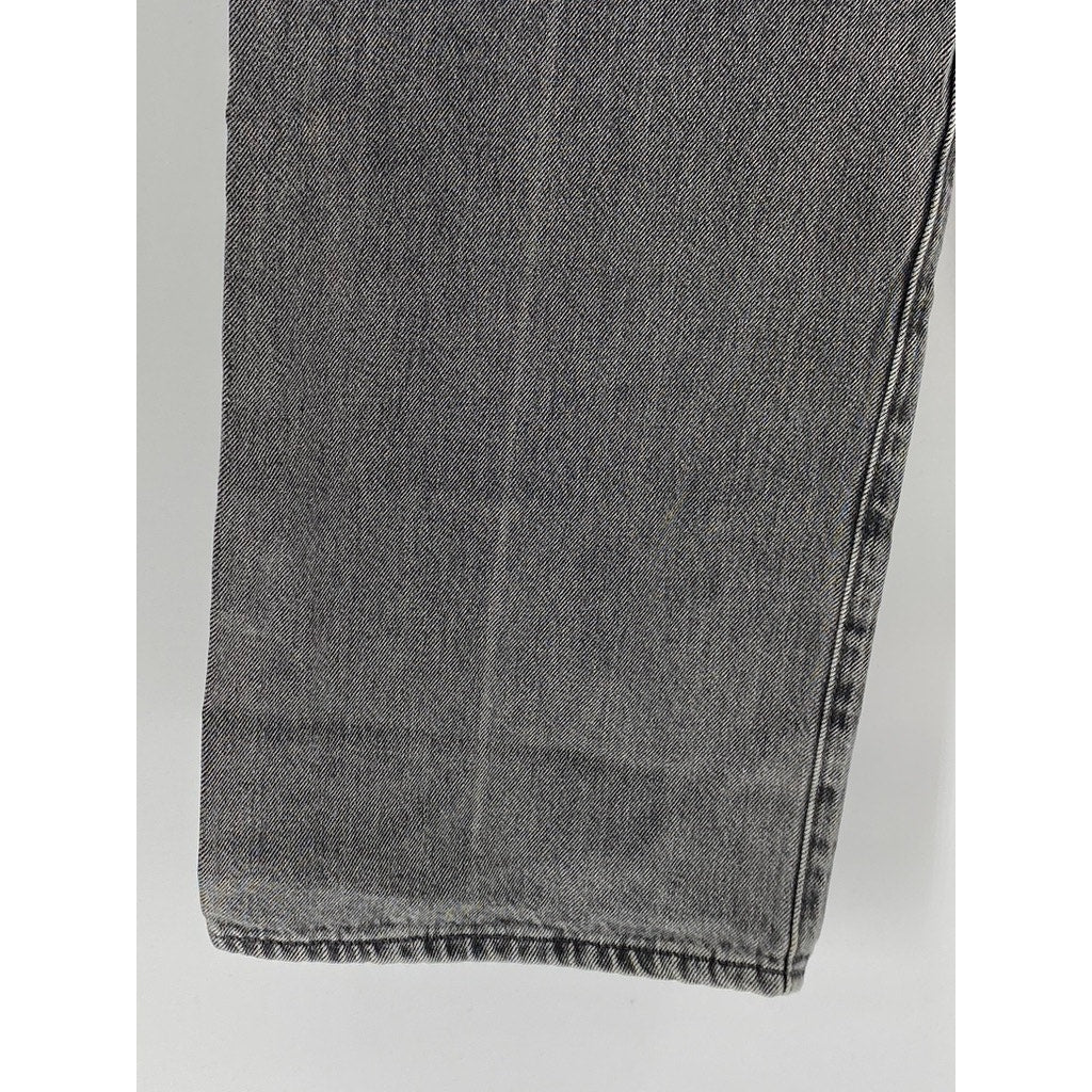 UNIQLO JEANS Women's Washed Black Denim Straight-Leg Wide Jeans SZ 27X31
