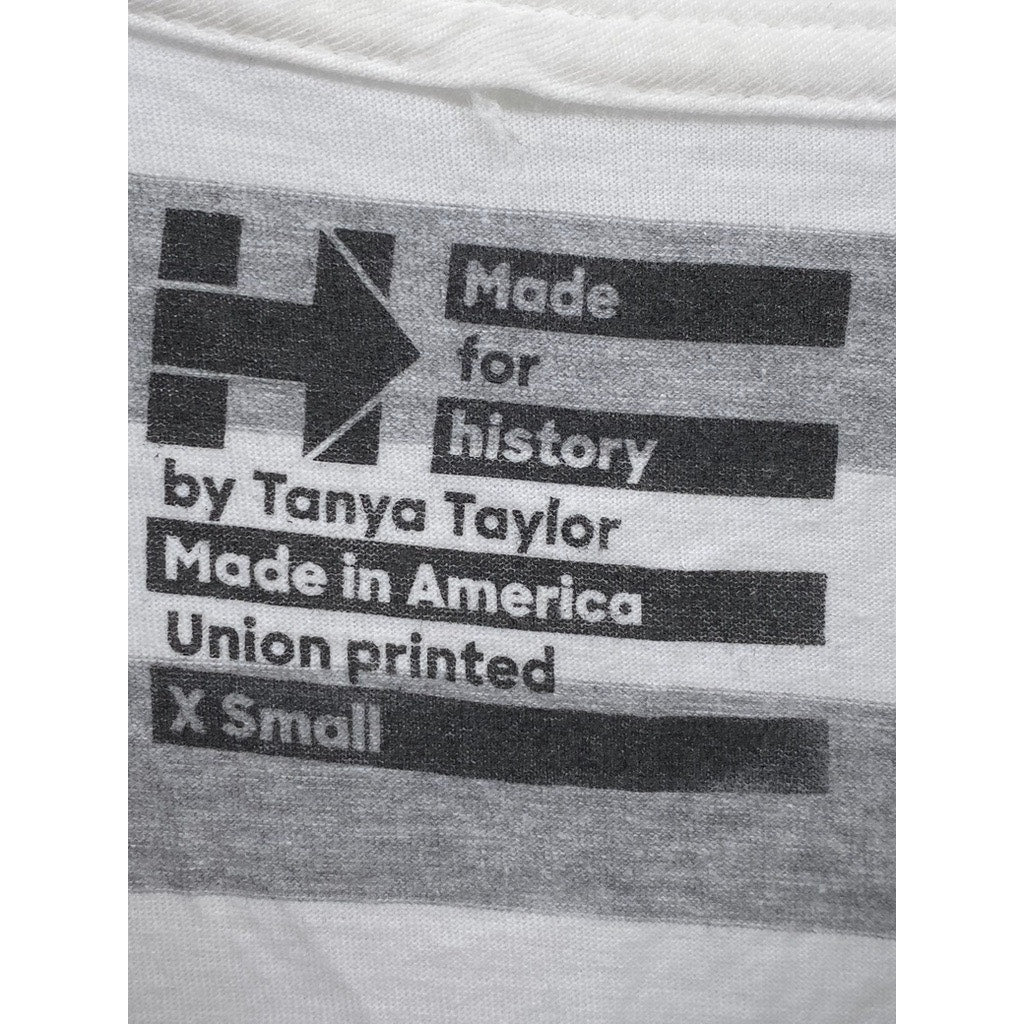 MADE FOR HISTORY By Tanya Taylor Women's Gray-White Striped Crewneck Top SZ XS
