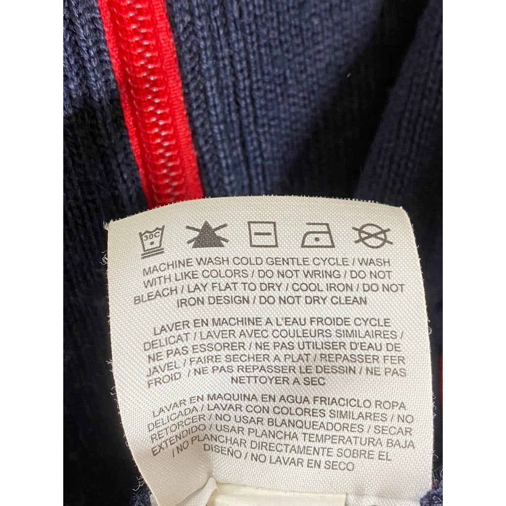 NIKE Men's Vintage Navy/Red Textured Wool Blend Stand-Collar Zip-Up Sweater SZ S