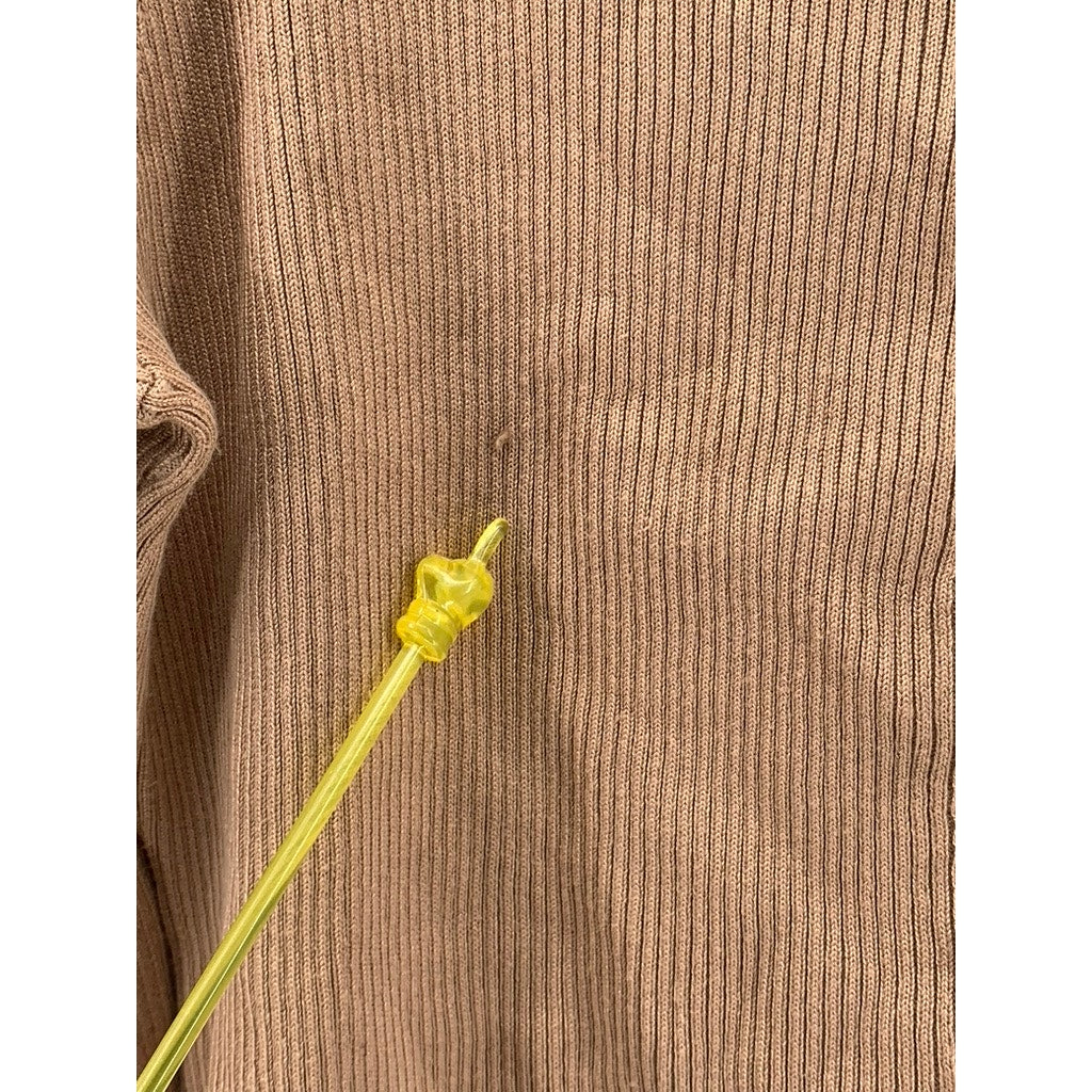 CABLE & GAUGE Women's Tan Ribbed Mock-Neck Long Sleeve Sweater SZ 1X