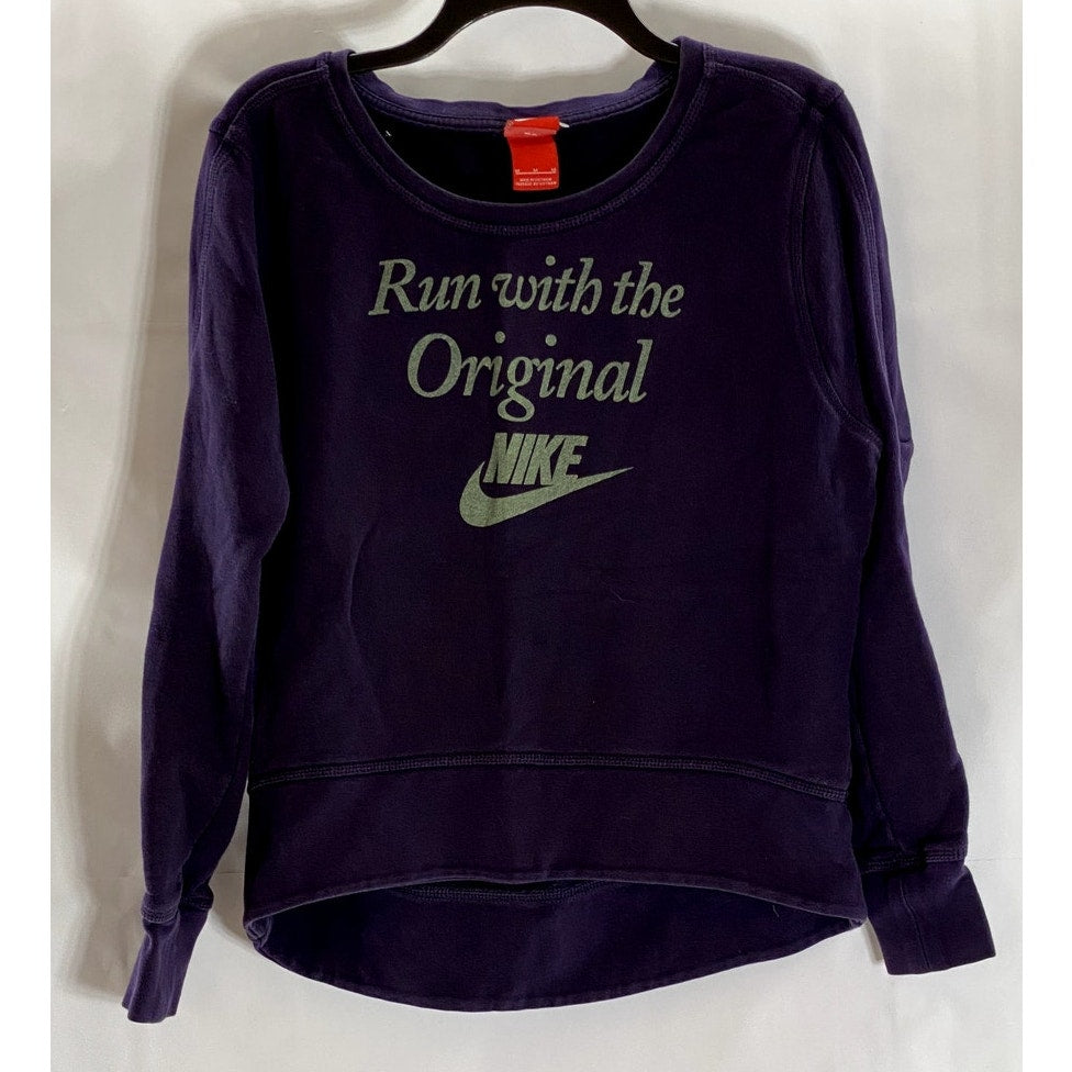 NIKE Women's Vintage Purple Run With The Original Logo Crewneck Sweatshirt SZ M