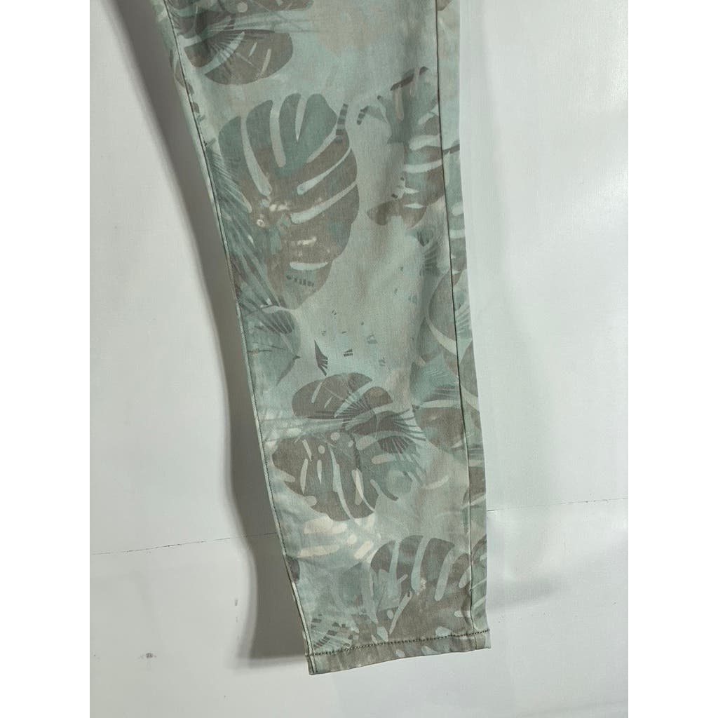 CABI Women's Green Paradise Palm Print Cropped Skinny Pants SZ 4