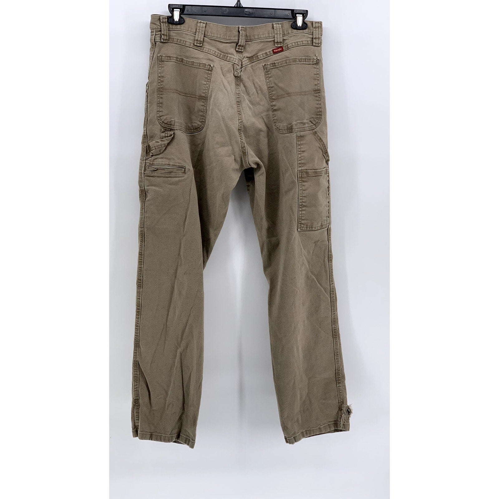 WRANGLER Men's Khaki Distressed Straight-Leg Carpenter Pant SZ 36X34