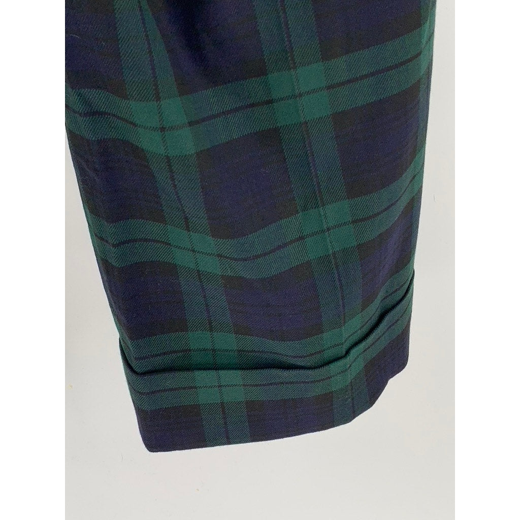 BROOKS BROTHERS Women's Green-Navy Plaid Wide-Leg Pant SZ 6