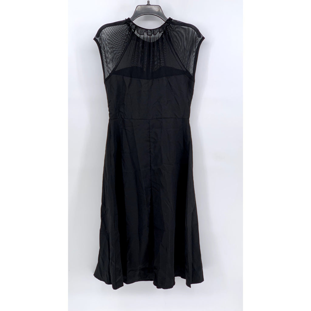 SHEIN Women's Black Mesh Sleeveless A-Line Midi Dress SZ 6