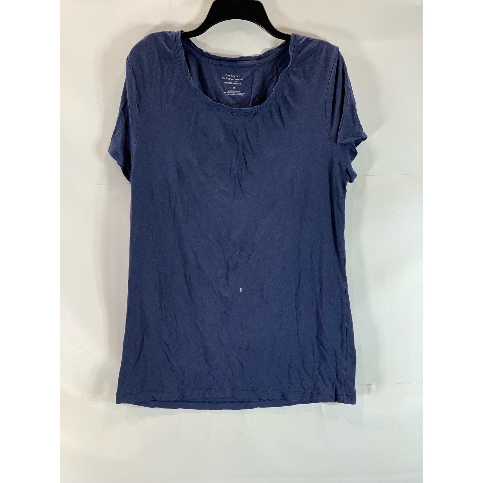 BANANA REPUBLIC Women's Navy Timeless Crewneck Short Sleeve Shirt L
