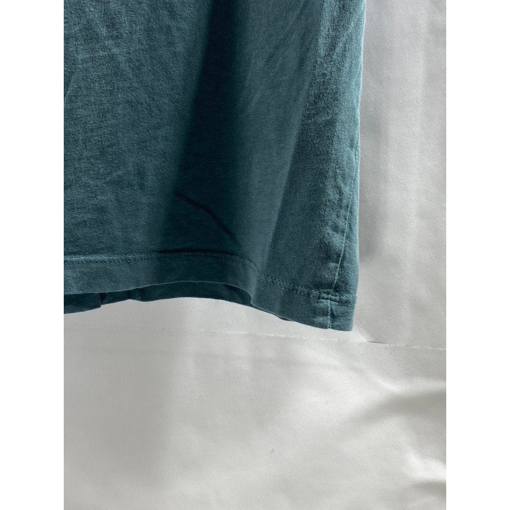 ZARA Women's Blue Solid Crewneck Short Sleeve Casual Cotton Top SZ M