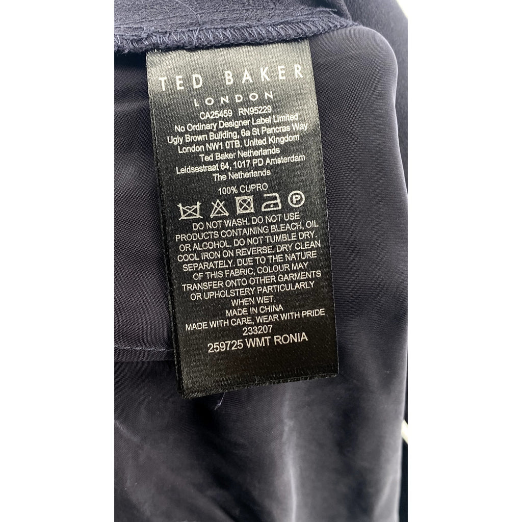 TED BAKER LONDON Women's Navy Pleated Wide-Leg High-Rise Pant SZ 1/US4