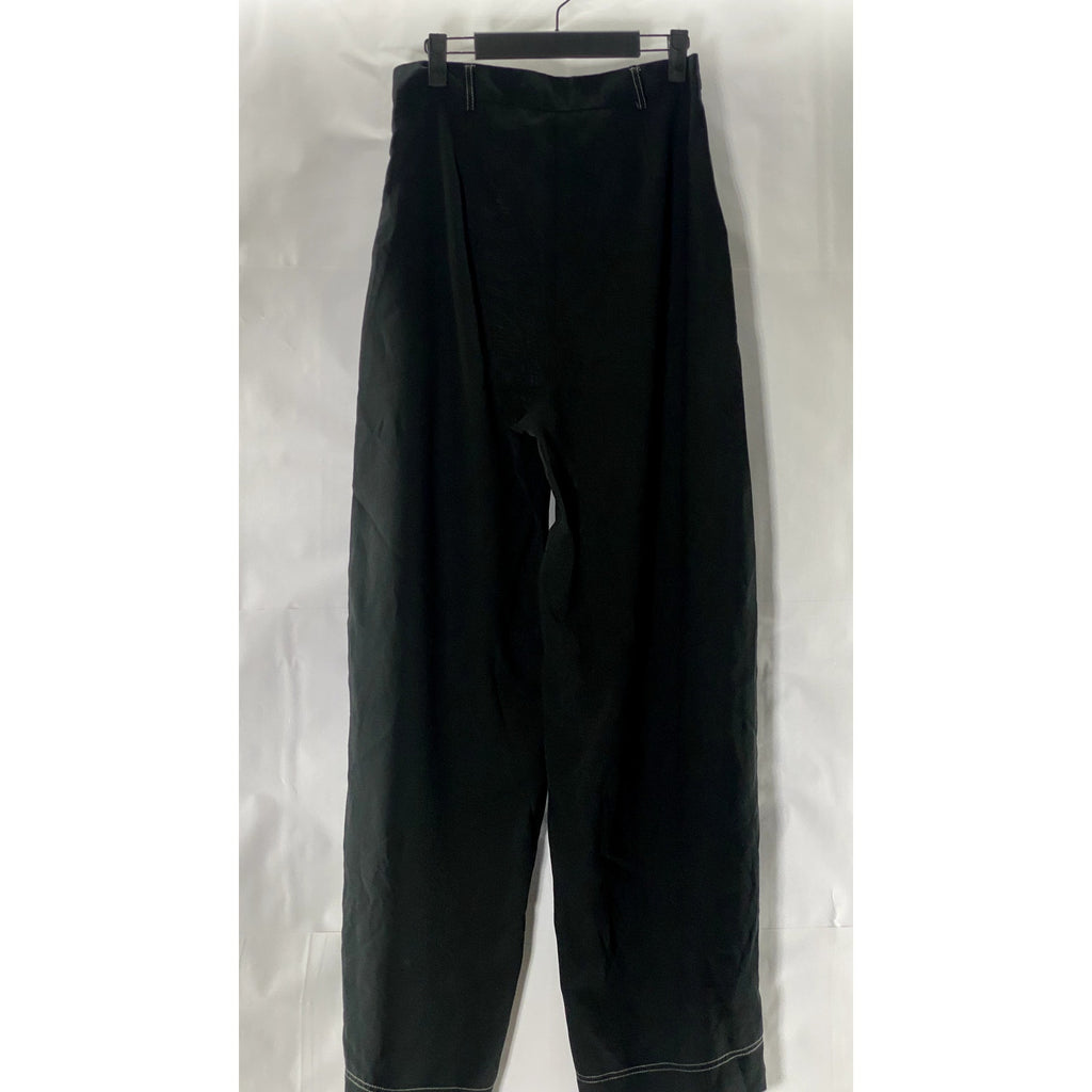 NASTY GAL Women's Black A Complicated Stitch-Uation Wide-Leg Trousers SZ 8