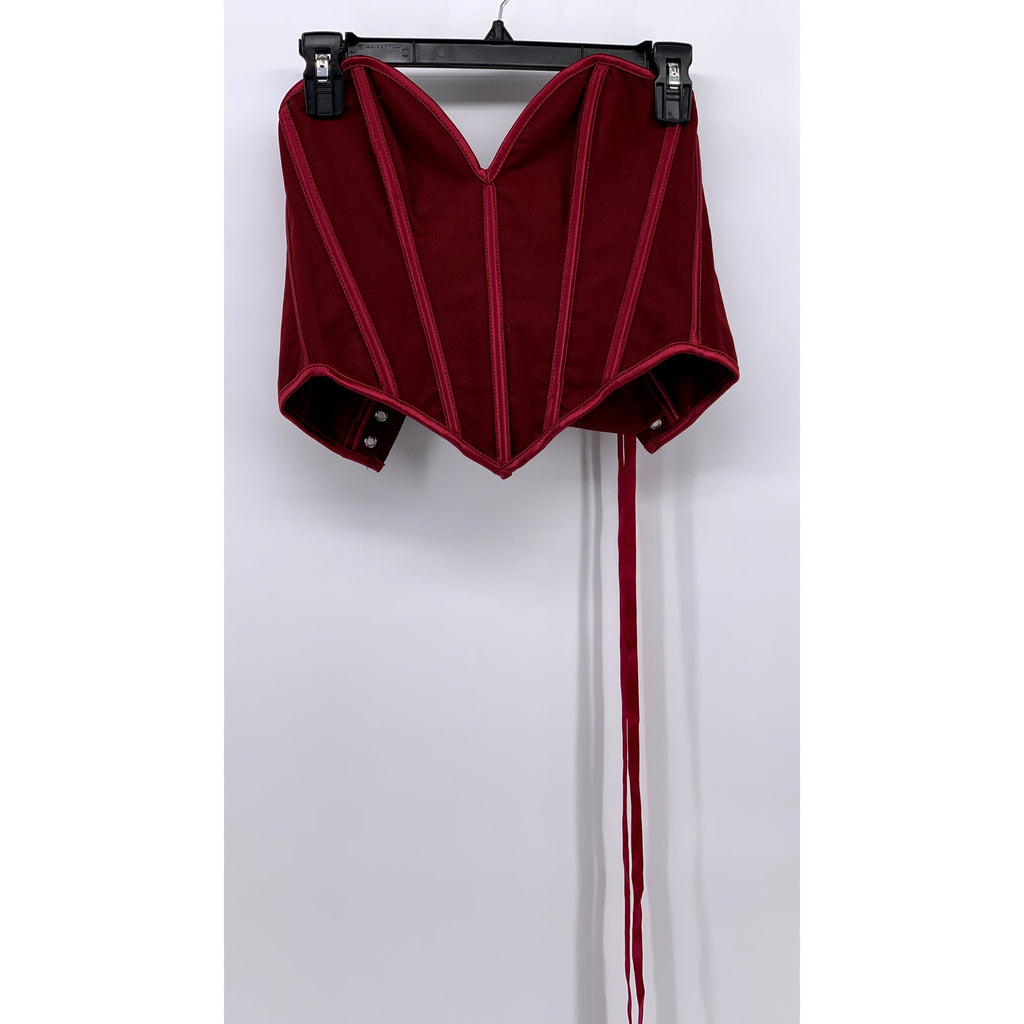 UNBRANDED Women's Red Lace-Back Strapless Corset Top SZ XS