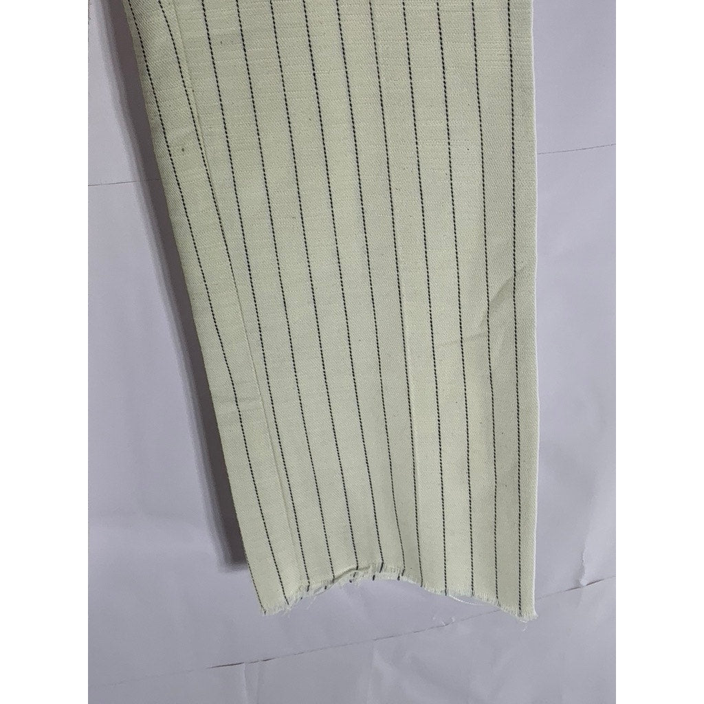 FACIS VENTANNI Women's Vintage Cream Pinstripe Straight-Leg Pant SZ M