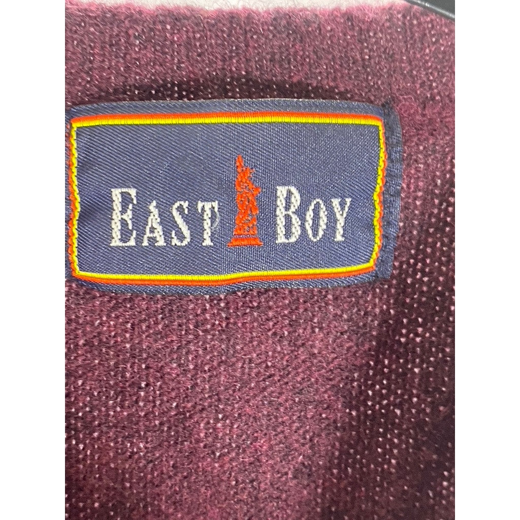 EAST BOY Women's Burgundy-Tan Diamond Crewneck Knit Sweater Vest SZ S