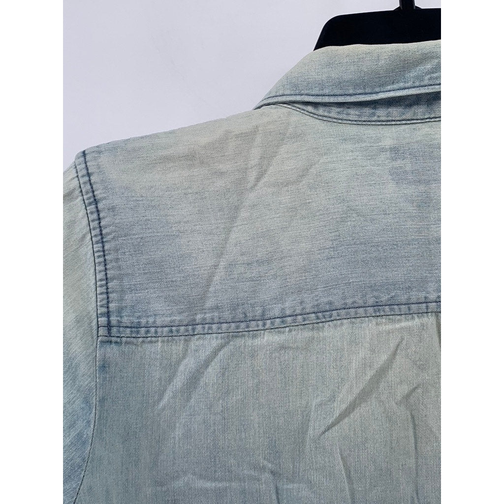 J.CREW Women's Light Blue Denim Perfect Fit Button-Up Long Sleeve Top SZ XS