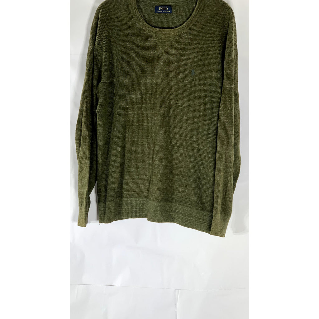 POLO RALPH LAUREN Men's Olive Green Crewneck Thermal Long Sleeve Sweater SZ XL