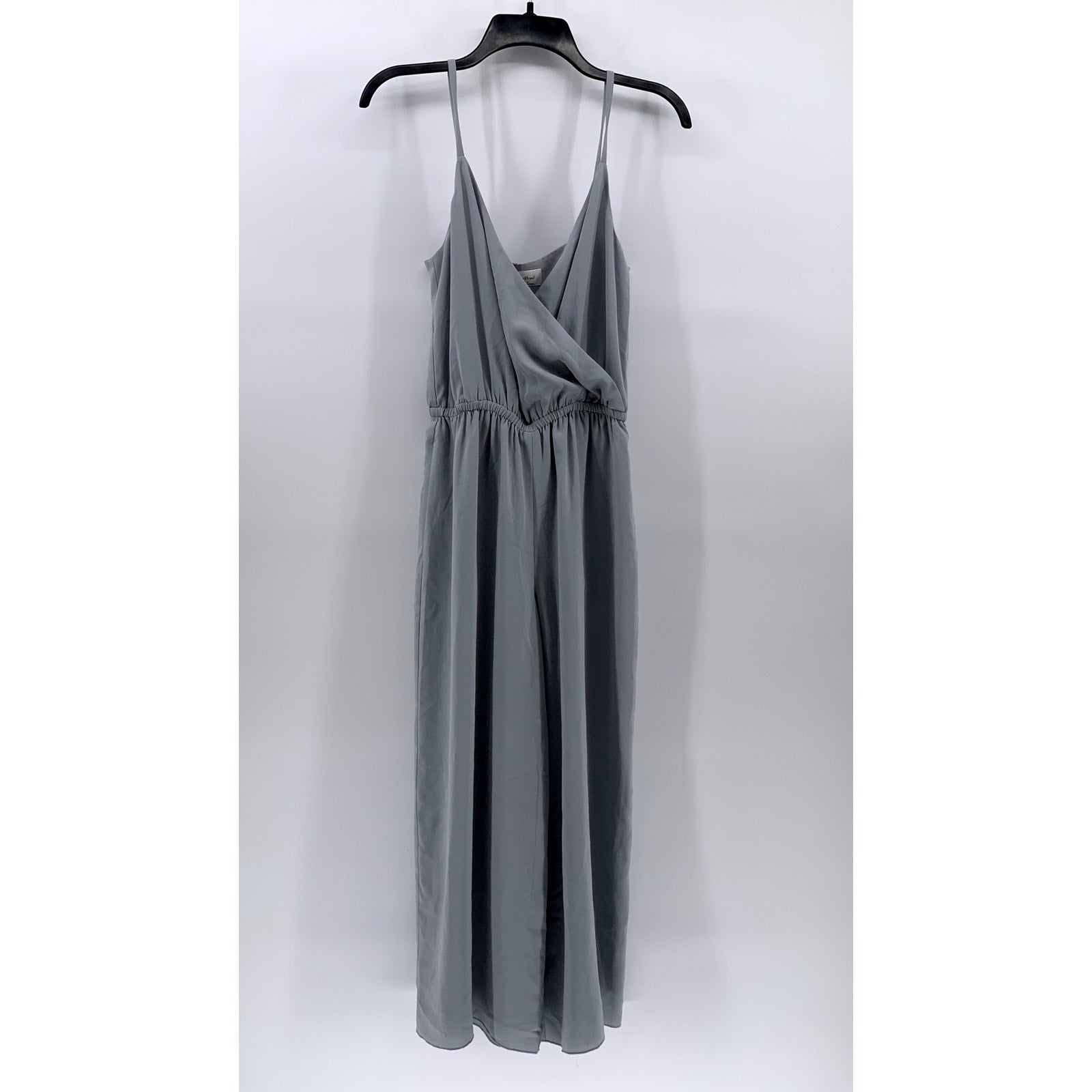 WILFRED Women's Gray V-Neck Spaghetti Strap A-Line Midi Dress SZ S