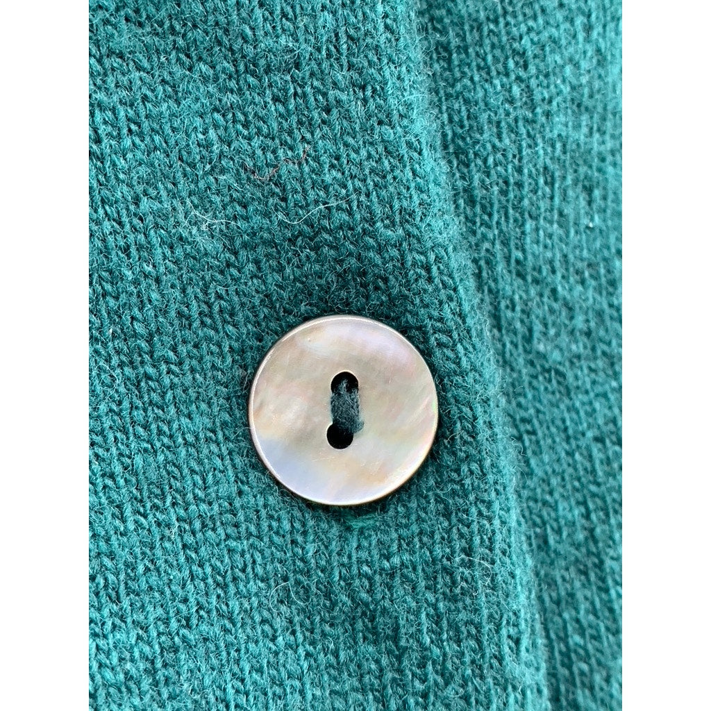 SPOONING Women's Green Knit Wool Primary Club Button-Up Cropped Cardigan SZ S