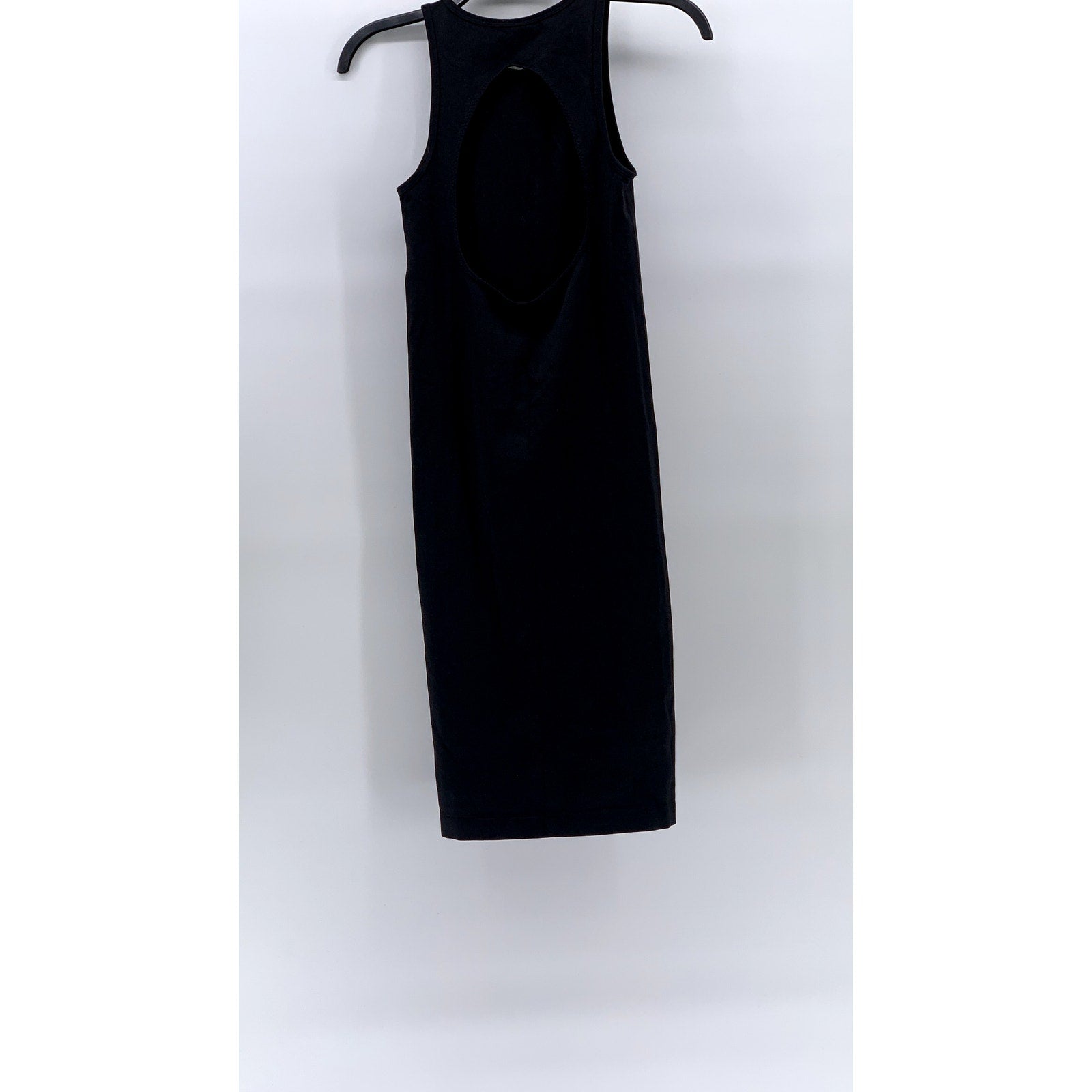 AWND Women's Black Crewneck Rib Cutout Sleeveless Bodycon Midi Dress SZ S