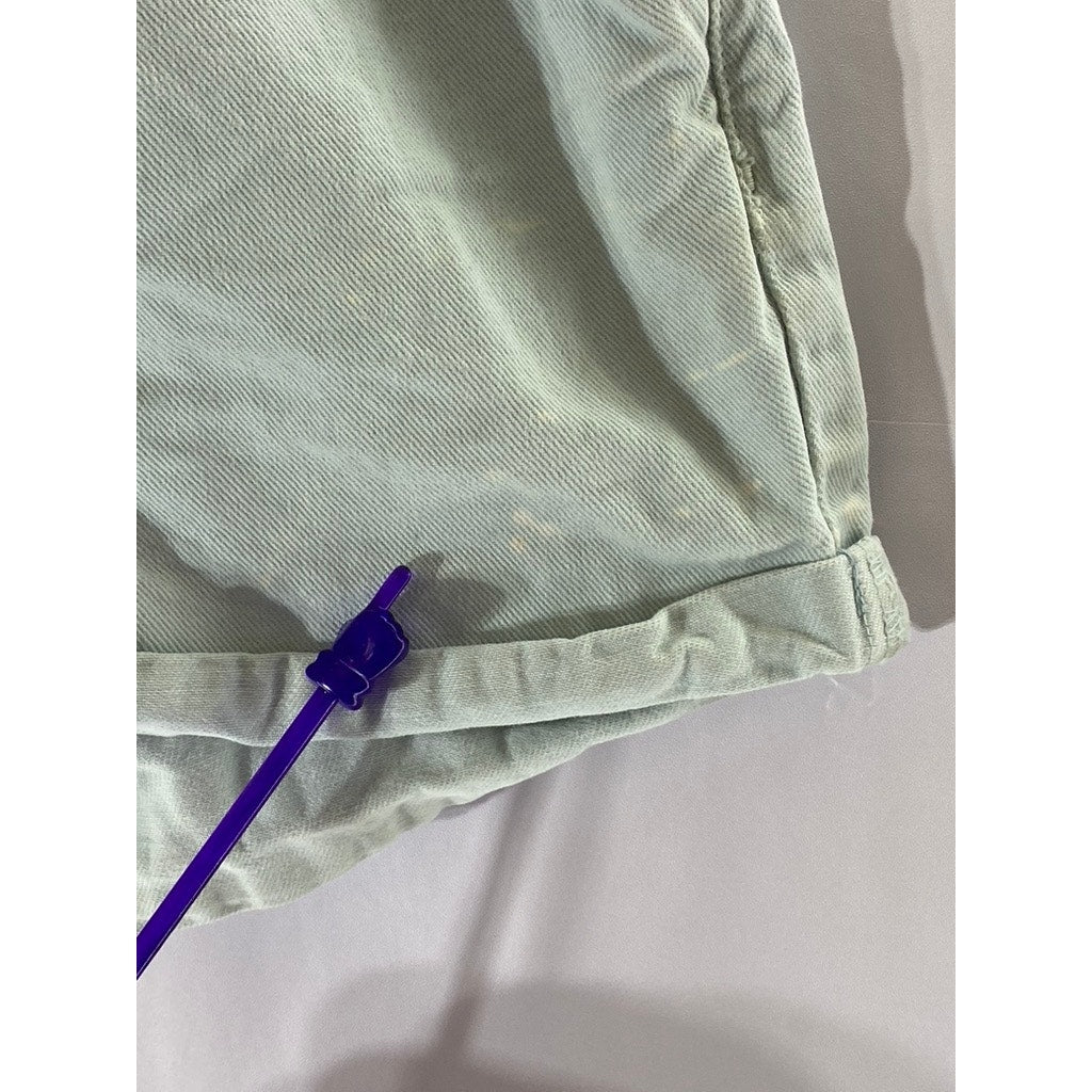 ZARA Girls' Light Blue Denim Button-Front Paperbag Shorts SZ 9