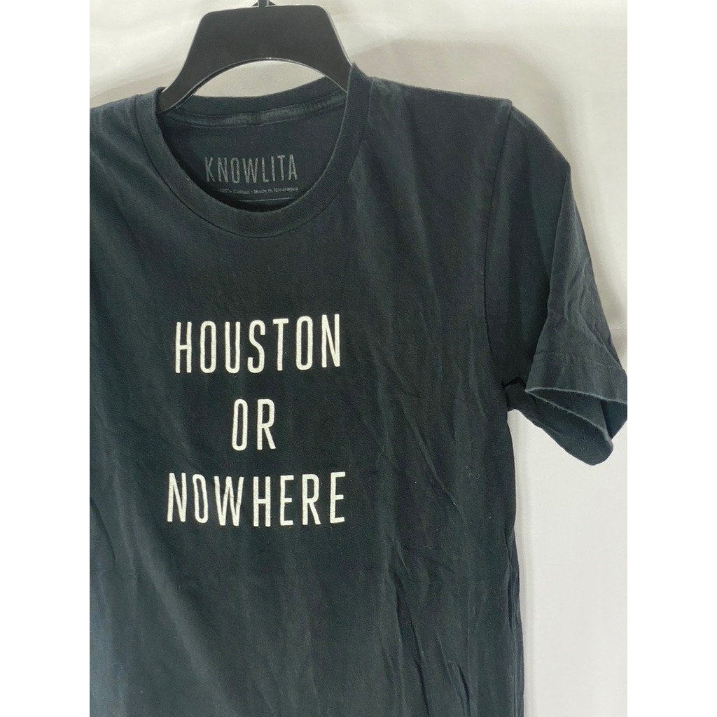 KNOWLITA Men's Black-White "Houston Or Nowhere" Short Sleeve T-Shirt SZ S