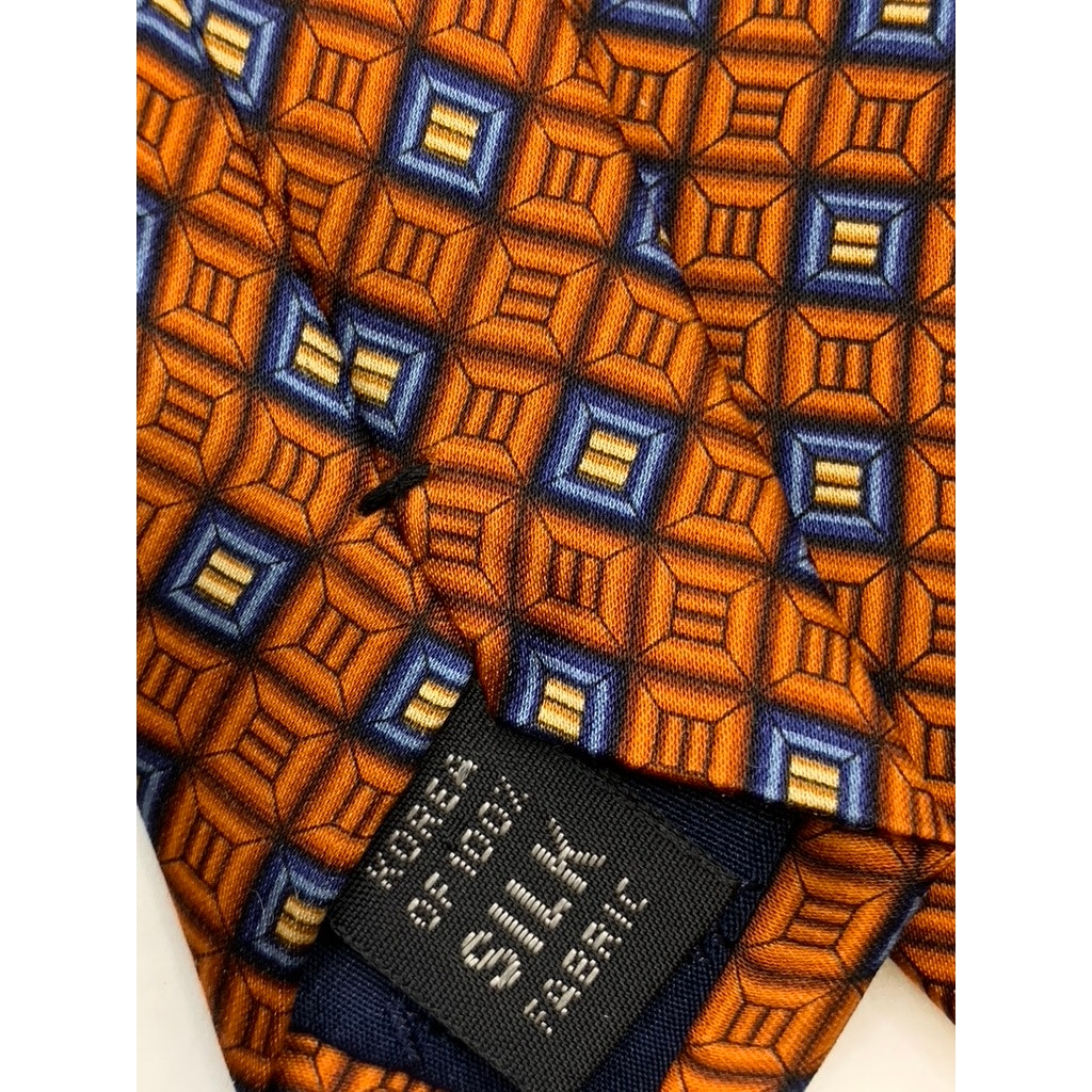 NAUTICA Men's Orange-Blue Printed Silk Tie SZ OS
