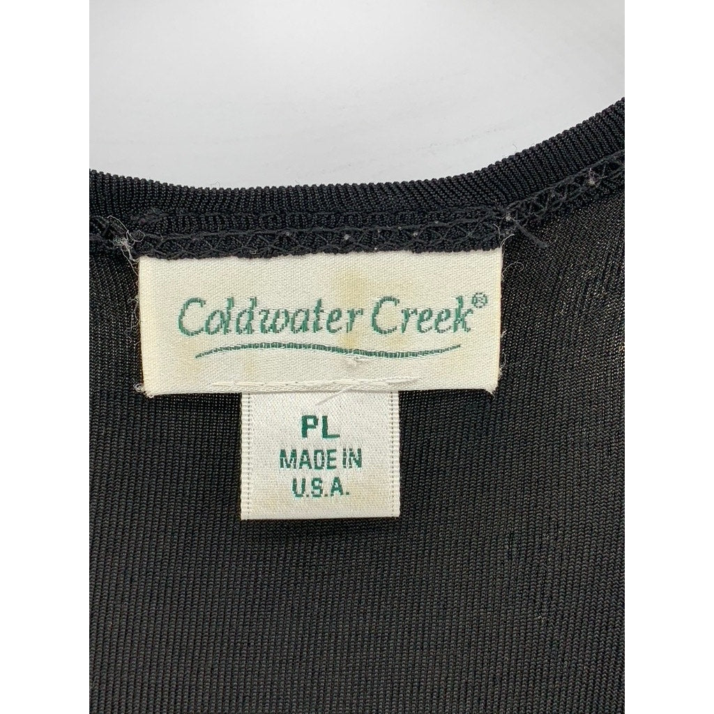 COLDWATER CREEK Women's Vintage Petite Black Short Sleeve Maxi Dress SZ PL