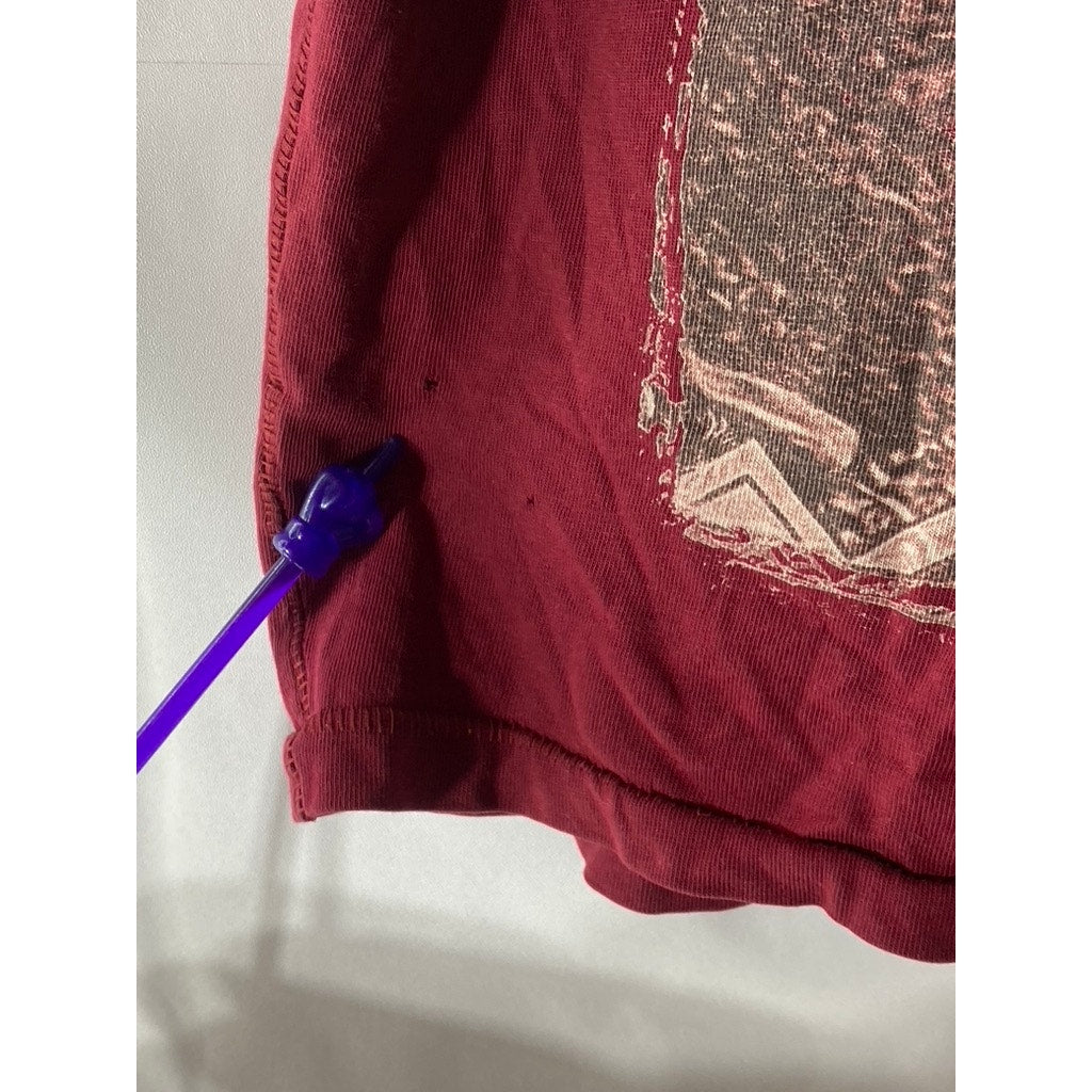 THE ROADSTER LIFE CO. Men's Burgundy Printed Pure Cotton V-Neck T-Shirt SZ L