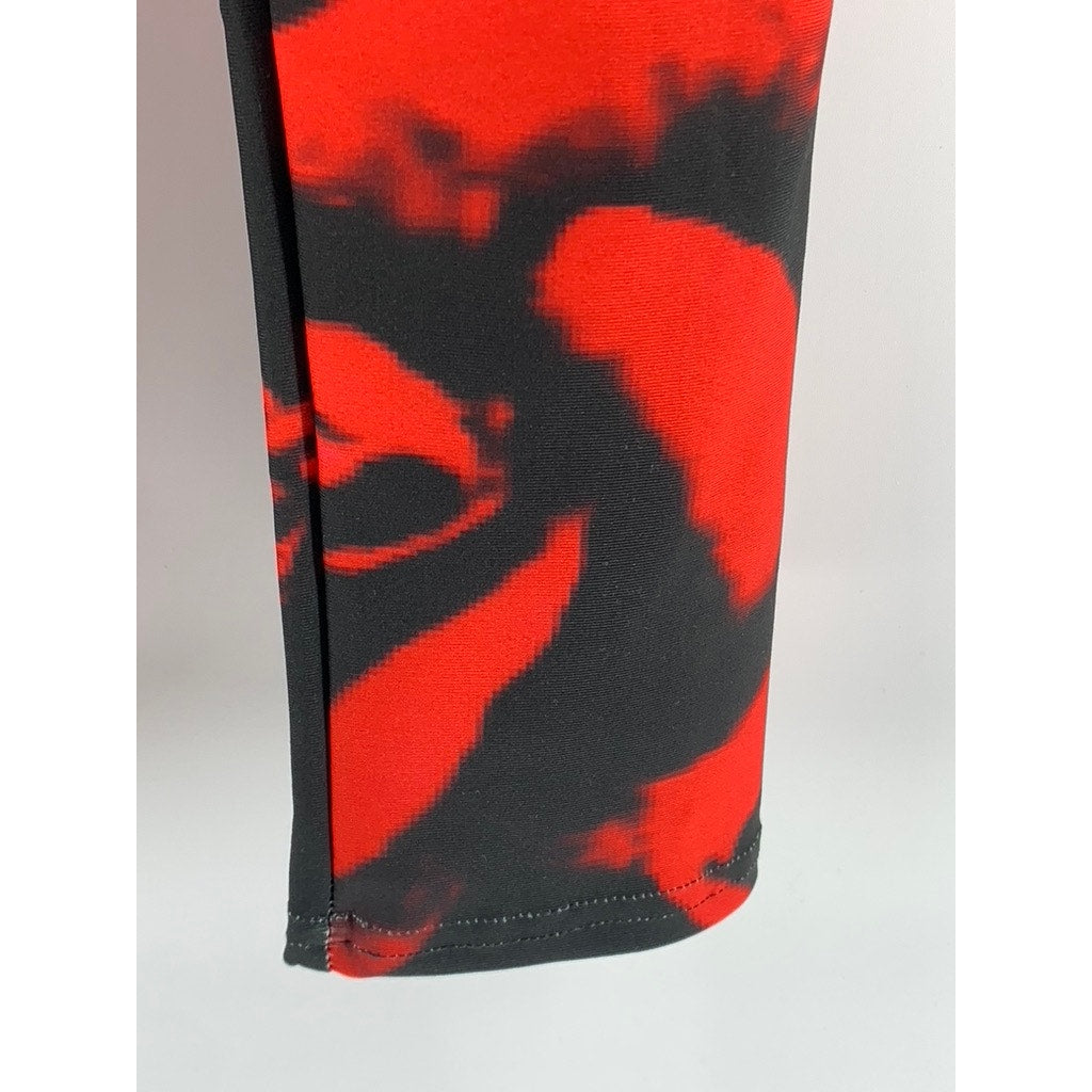 ART OF WHERE Women's Red-Black Printed Ankle Leggings SZ S